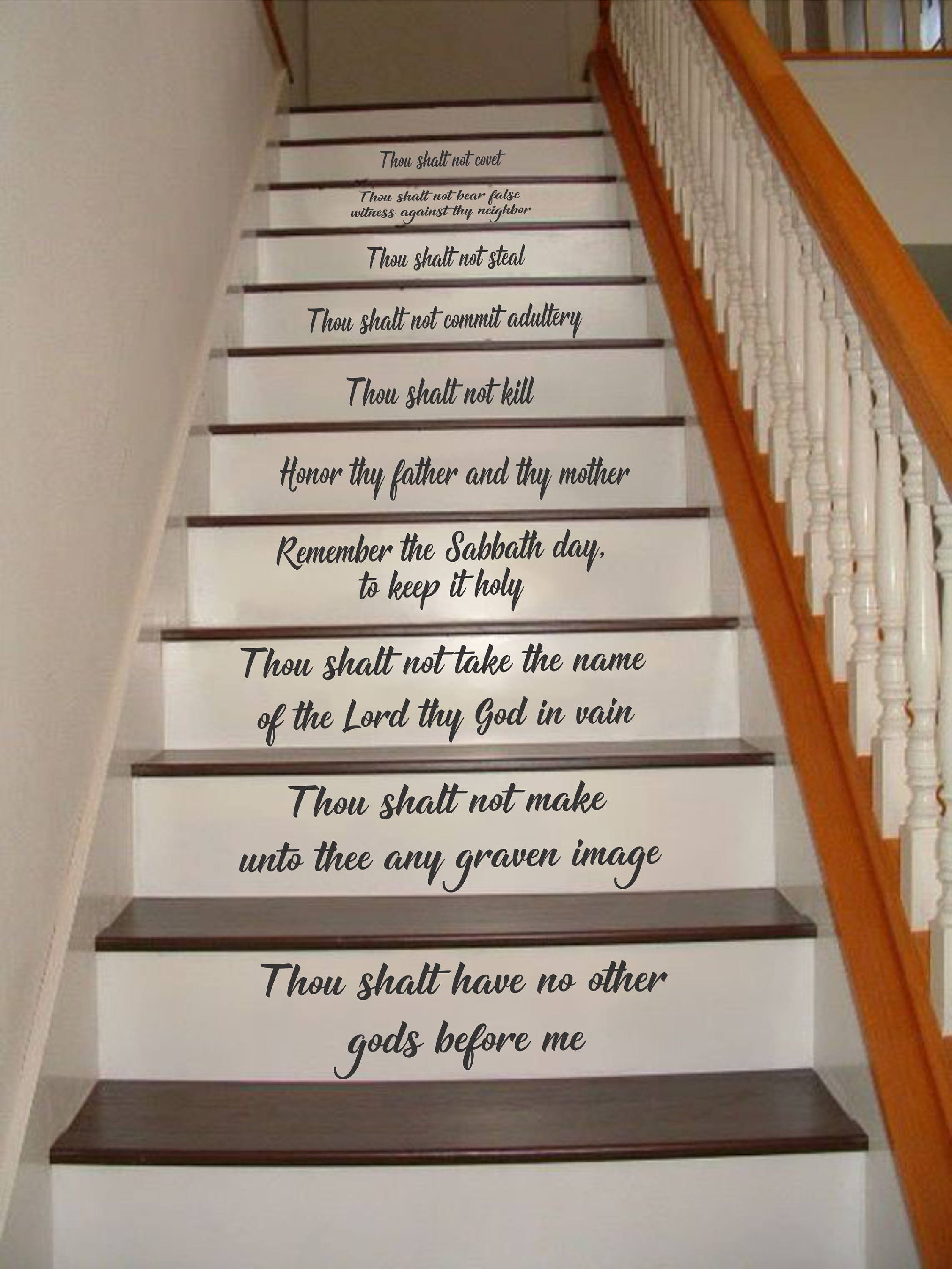 Stair Riser Quotes Ten Commandments Stair Riser Decals, Stair Decals, 10 Commandments ...