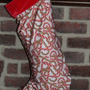 Candy Cane Print Christmas Stocking, Personalized Holiday Decor, Holiday Decorations