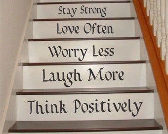 Life Quotes Stair Riser Decals, Stair Decals, Stair Stickers, Wall Decals
