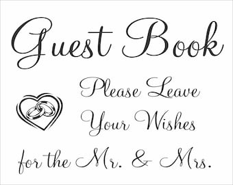Guest Book Vinyl Decals, Wedding Sign Decals, DIY Wedding Sign, Make Your Own Wedding Signs