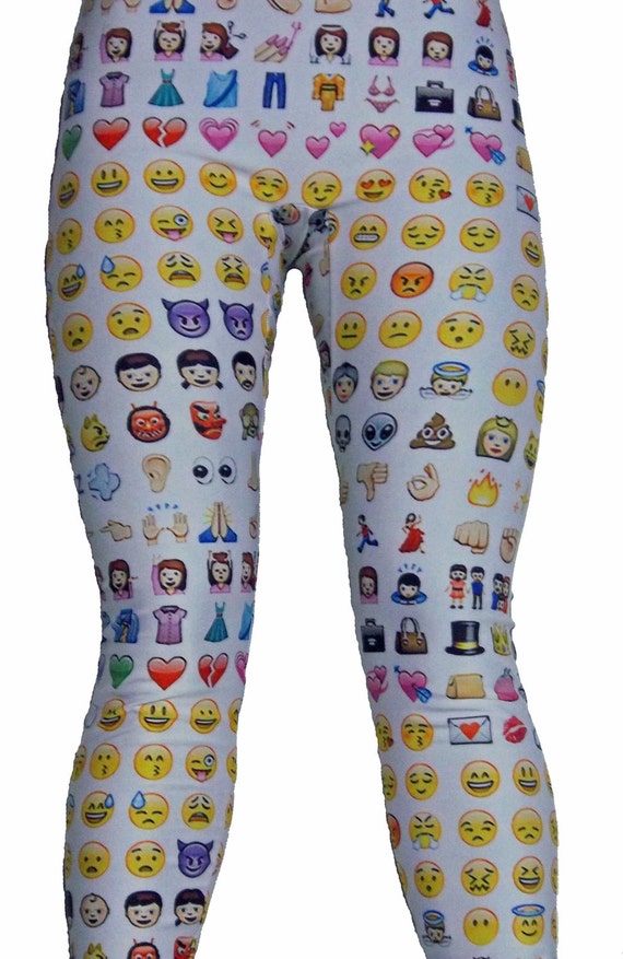 Leggings Emoji sur fond blanc leggings imprimés pantalons de Etsy