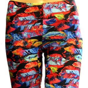 Feather Leggings, Printed Leggings, Yoga Pants, Running Pants, Pocket Leggings, Leggings with Pockets