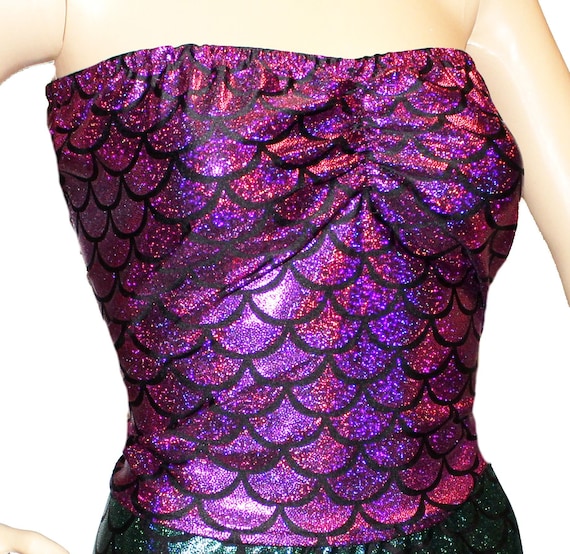 Mermaid Tube Top, Festival Clothes, Sexy Mermaid Top, Shiny Leggings,  Mermaid Rave Top - Etsy