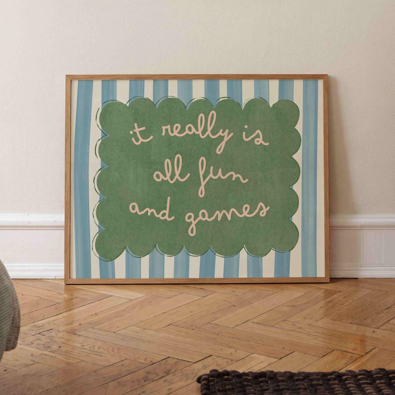 It's All Fun and Games Print Horizontal, Striped Wall Art, Playful ...