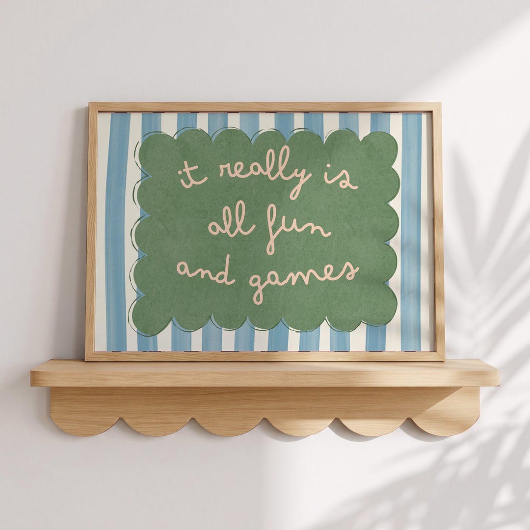 It's All Fun and Games Print Horizontal, Striped Wall Art, Playful ...