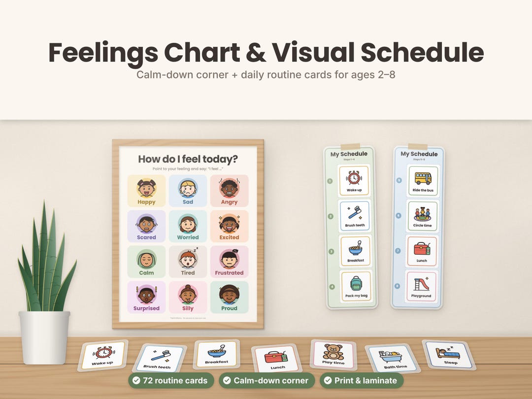 Emotion Chart Craft Feelings Chart, Visual Schedule Cards, Calm Down Corner Kit, Emotions ...