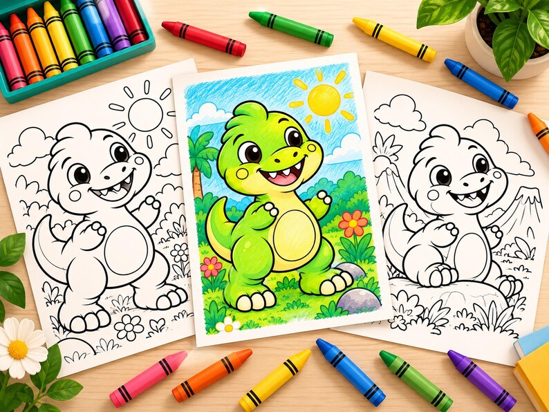 T-rex Coloring Pages for Kids | Printable Dinosaur Coloring Book | 25