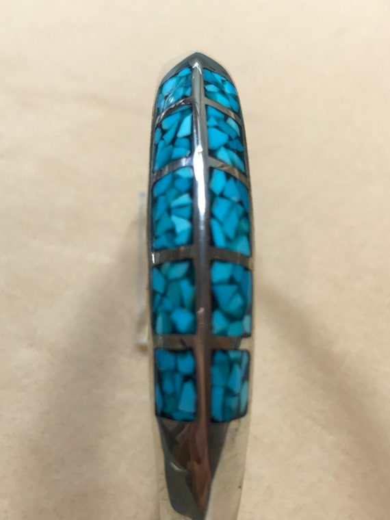 Navajo Silver and Natural Blue Turquoise Knife Edge Bracelet - Etsy
