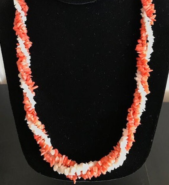 Pink and white natural coral necklace