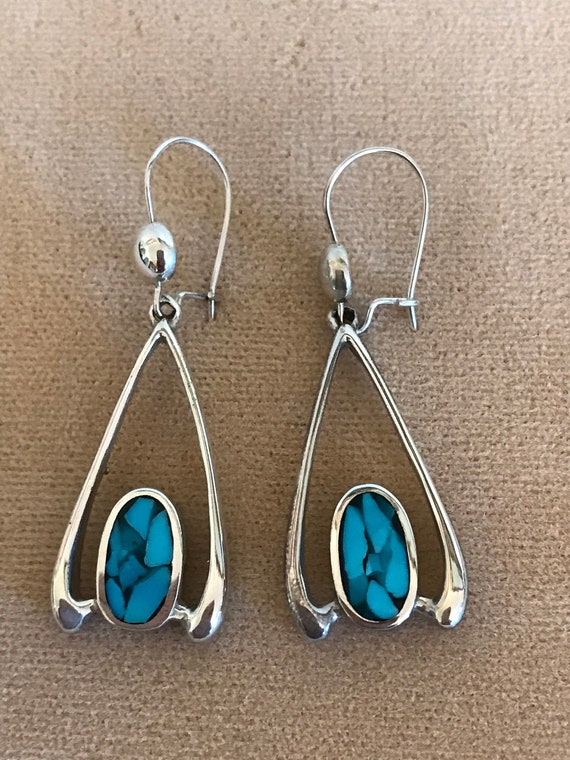 Navajo Turquoise & Sterling Silver Earrings, pre-1