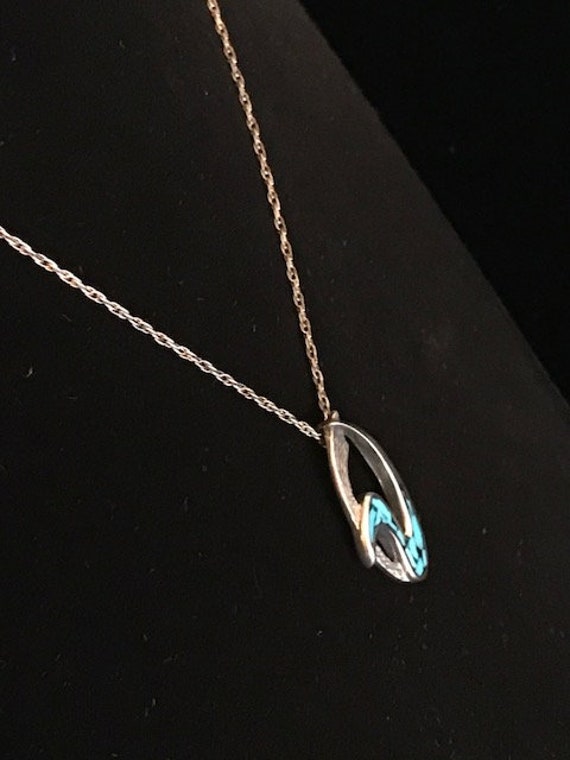 Oval swirl pendant in turquoise and sterling silv… - image 3