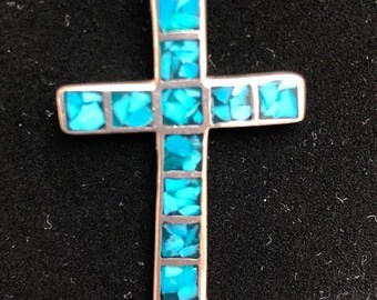 Natural blue turquoise cross