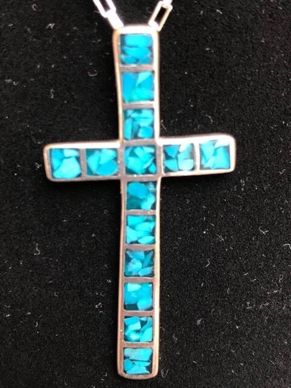 Natural blue turquoise cross