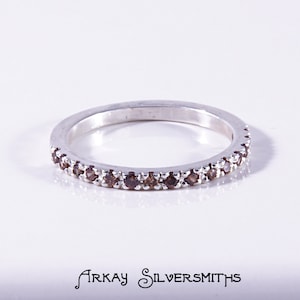 Colored Cubic Zirconia 2mm Half Eternity Sterling Silver Ring