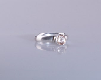 Oregon Sunstone 6mm Round Bezel Sterling Silver Ring