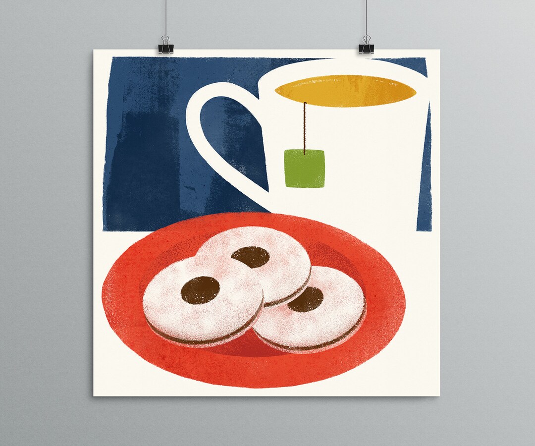 Still Life Art Tea and Cookies Food Art Cafe Art Tea Etsy