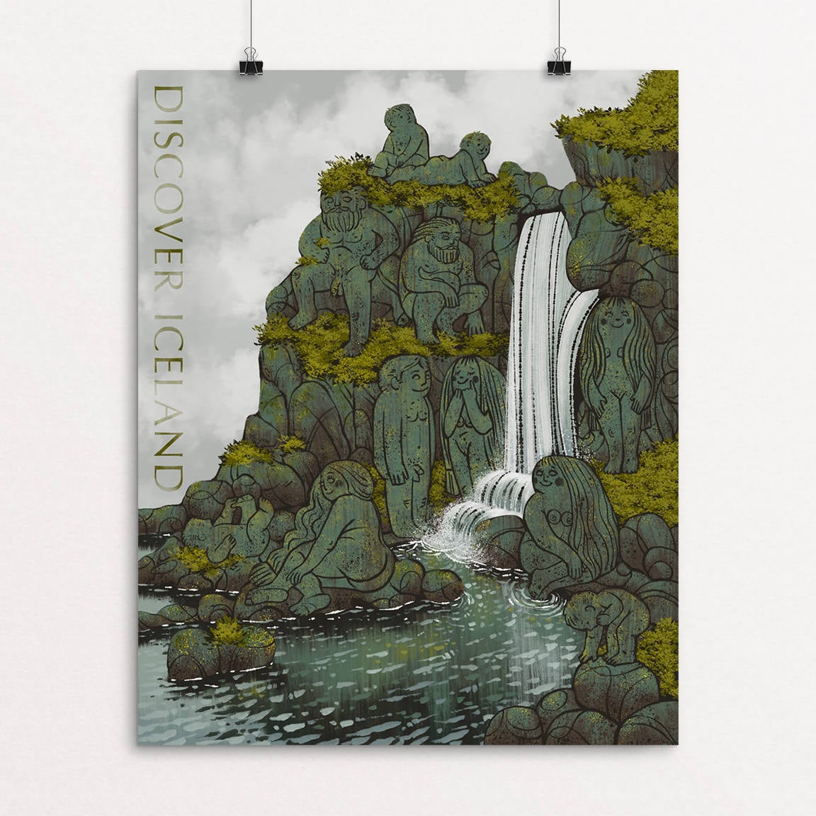 Iceland Poster- Discover Iceland, Hidden Folk - Iceland Art
