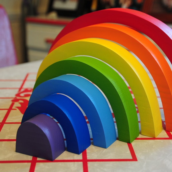 Large Rainbow Stacker, Wooden Toy / Waldorf  Montessori Puzzle Toys