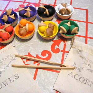 Set of 24 Rainbow Sorting Acorns and 8 Bowls , Educational Toy ...