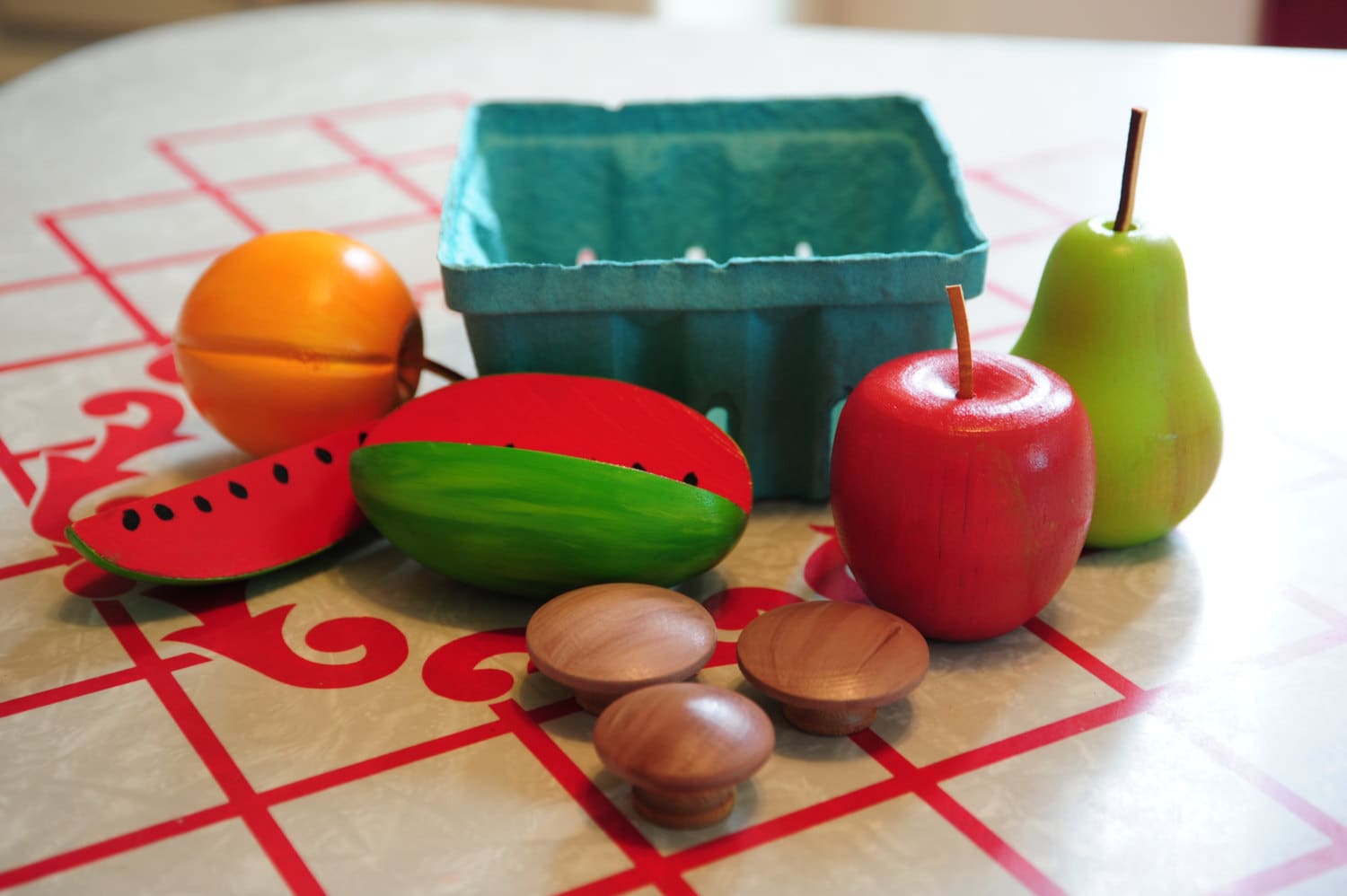 Farmers Market Basket of Wood Play Food Apple Pear Peach Etsy