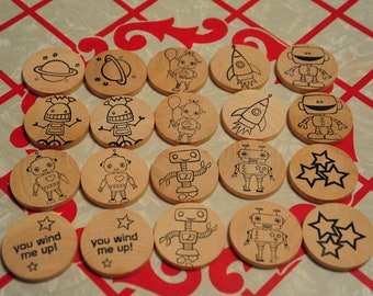 Waldorf- Match Up- ROBOTS- Wooden Memory Game