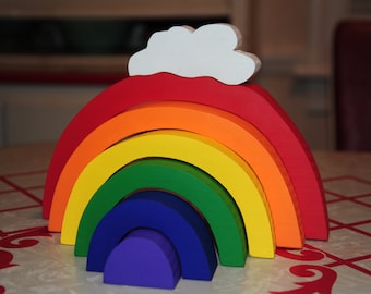 Regenbogen Wolkenstapeler, Holzspielzeug / Waldorf Toys