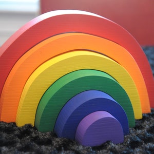 Rainbow Stacker, Wooden Toy / Waldorf Montessori Toys /Puzzle image 1