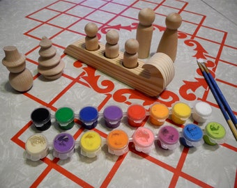Winter Sledding Rainbow Family, Paint-Your-Own Kit- Montessori and Waldorf Inspired