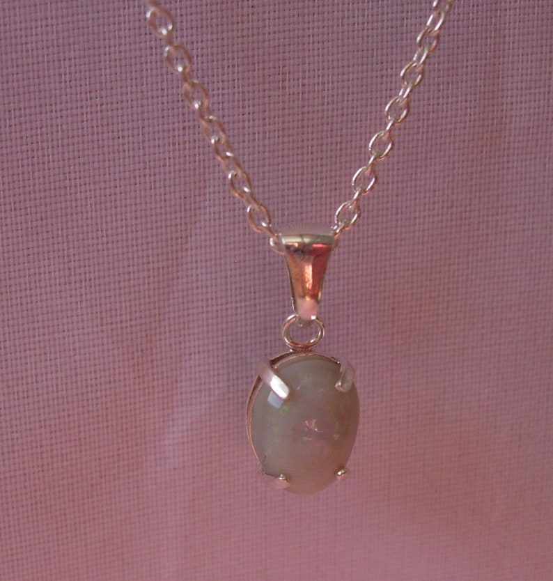 Sparkling Green Purple and Red Lightning Ridge Opal in Silver Pendant