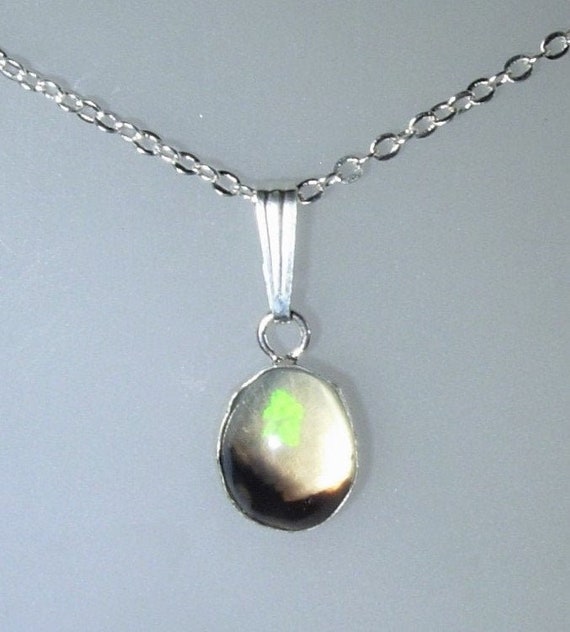 Lightning Ridge Clear Crystal Opal Pendant, Stirling Silver, October Birthstone, LIBRA Star Stone, 14th Anniversary Gem,