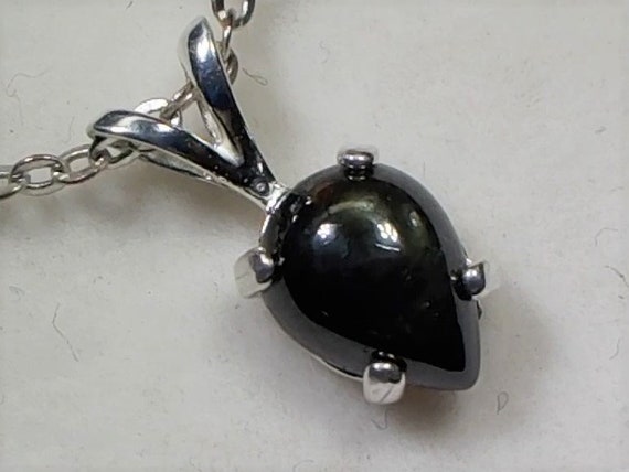Brown Tear Drop Queensland Sapphire Cabochon Pendant, Sterling Silver, September Birthstone, TAURUS Star Stone, 5th Anniversary Gem