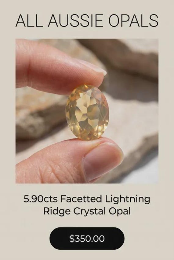 5.90cts Facetted Lightning Ridge Crystal Opal, October Birthstone, Libra Starstone