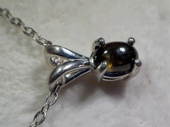 Bronze on Black Oval Australian Star Sapphire Pendant and Chain, JULY Birthstone, Capricorn Star Stone, Stirling Silver, 15th Anniv Gem