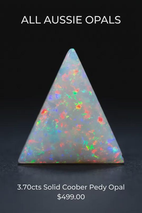 3.70cts Triangular Coober Pedy Solid Opal Cabochon  , October Birthstone, Libra Starstone