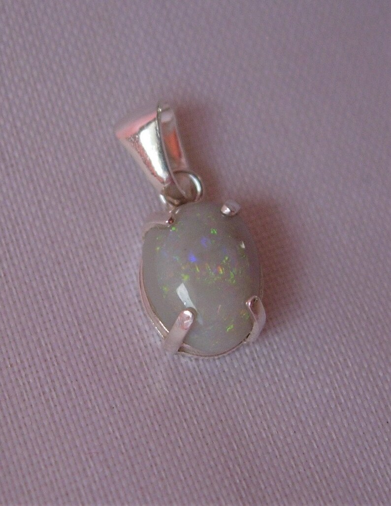 Sparkling Green Purple and Red Lightning Ridge Opal in Silver Pendant