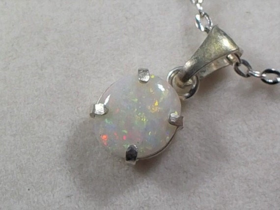 Multicolored Rainbow  Crystal Opal Pendant from Lightning Ridge, October Birthstone, Libra Star Stone, 14th Anniv Gem, Stirling Silver