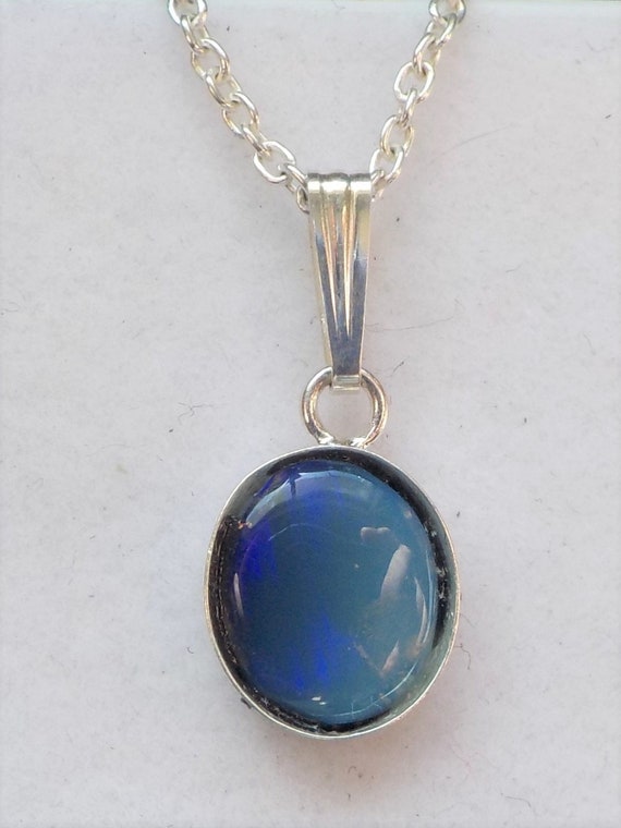 Lightning Ridge Purple Crystal Opal Pendant and Chain, Libra Star Stone, 14th Anniversary Gem, October Birthstone,