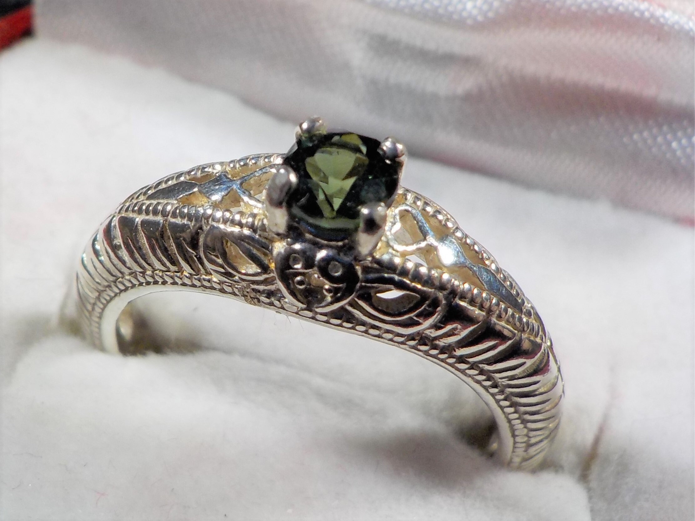 Fancy Natural Dark Green Sapphire Ring (Size N or 7) September