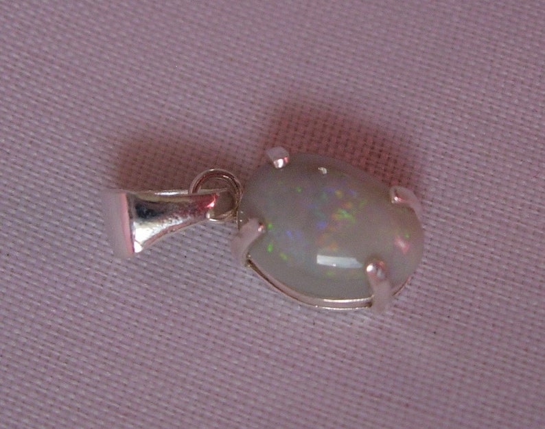 Sparkling Green Purple and Red Lightning Ridge Opal in Silver Pendant
