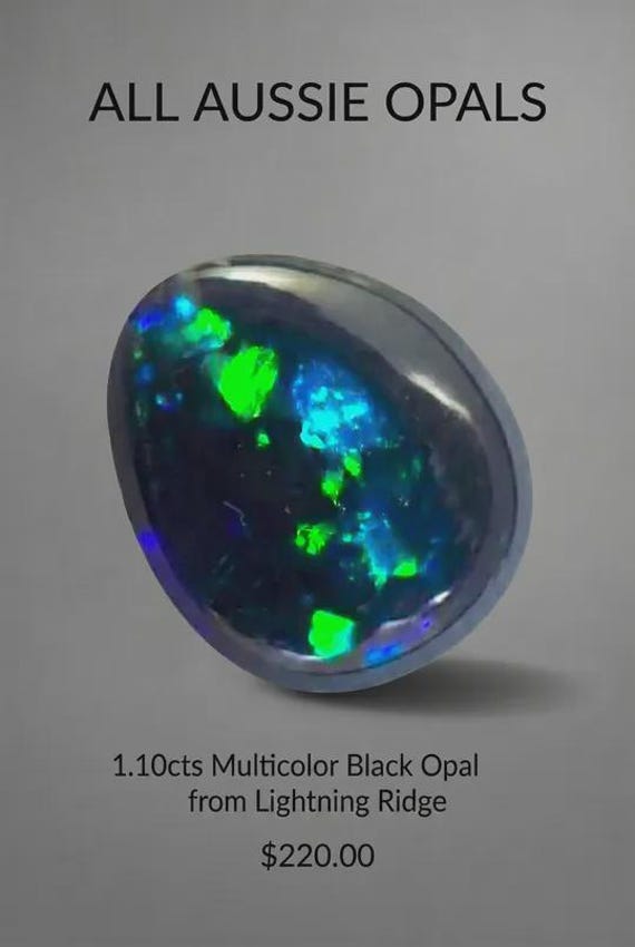 1.10cts Lightning Ridge Multicolor Black Opal Cabochon, October Birthstone, Libra Starstone