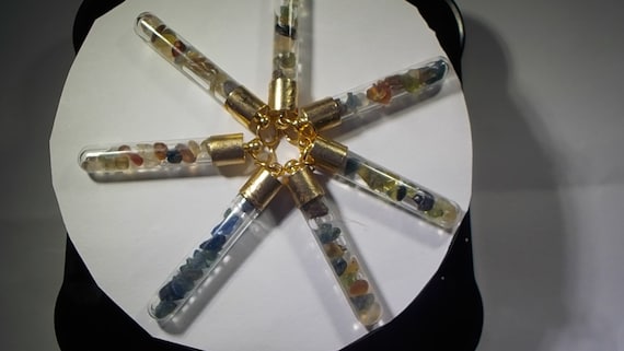 Mixed Queensland Gemstones in Glass Pendants with Chain,