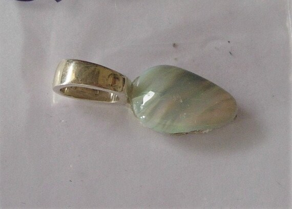 Pretty Pink, Green and Gold Striped Opal from Lightning Ridge on Silver Pendant,  October Birthstone, Libra Star Stone, 14th Anniversary Gem