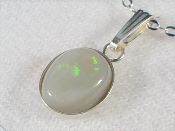 Sparkly Green and Purple Opal Pendant from Australia, Stirling Silver, LIBRA Star Stone, October Birthstone, 14th Annniversary Gem