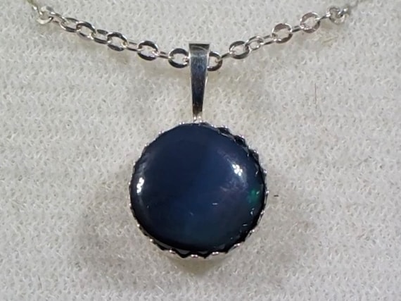 Green, Blue and Purple on Deep Blue Australian Opal Pendant, October Birthstone, LIBRA Star Stone, 14th Anniv Gem, Stirling Silver