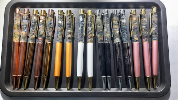 Genuine, Natural Queensland Sapphire and Zircon Gemstone  Pens with Felt Case, Taurus Star Stone