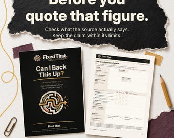 Claim and Source Checking Template | Evidence Review Kit for Reports and Proposals | Word + Fillable PDF