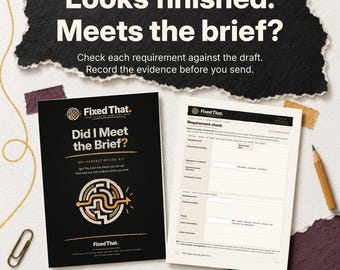 Client Brief Checklist for Freelancers | Deliverable Review Kit + Requirements Register | Word + Fillable PDF