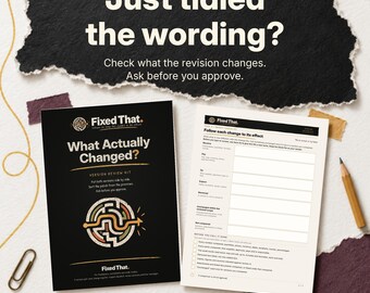 Document Version Comparison Checklist | Proposal Change Review Kit for Freelancers | Word + Fillable PDF