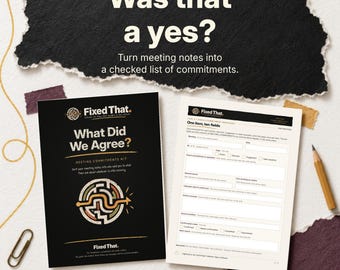Meeting Action Items Template for Freelancers | Client Meeting Recap + Commitments Kit | Word + Fillable PDF