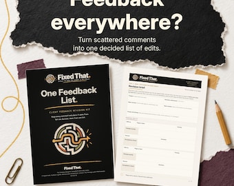 Client Feedback Template for Freelancers | Revision Brief + Feedback Register Kit | Word + Fillable PDF